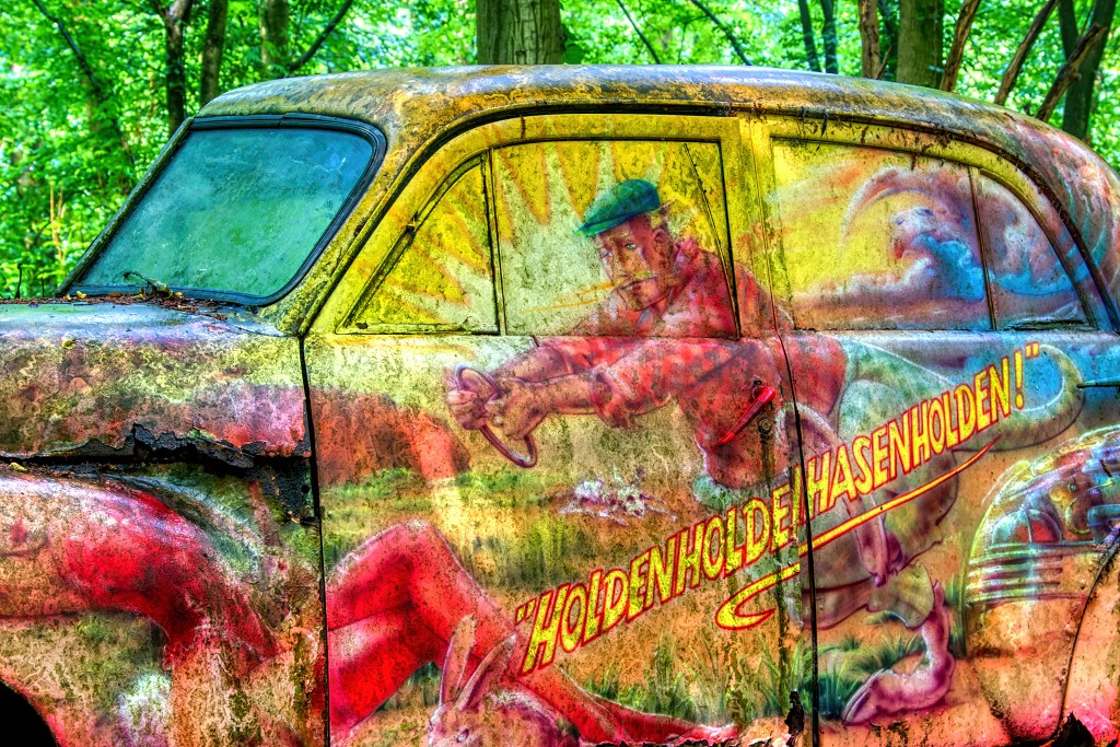 HDR Auto Skulpturen Park museum Neandertal oldtimer urbex decay abandoned derelict abandonne Michael Fröhlich froehlich Duitsland deutschland kunst art